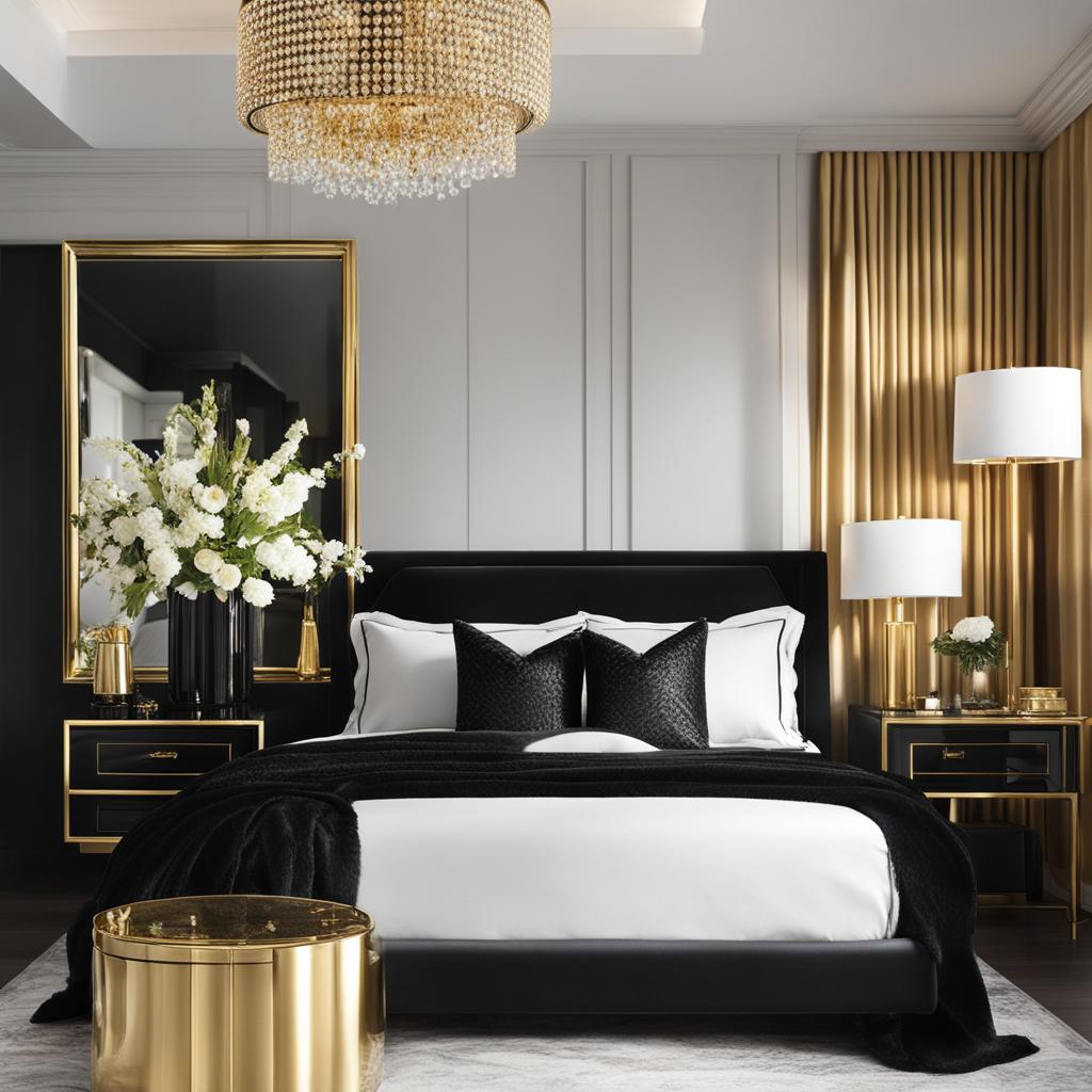 black and gold bedroom accessories