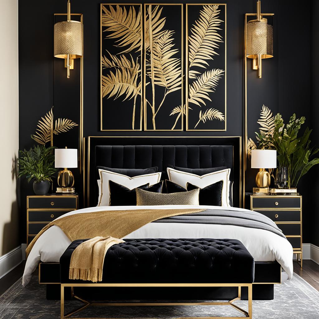 black and gold bedroom color palette