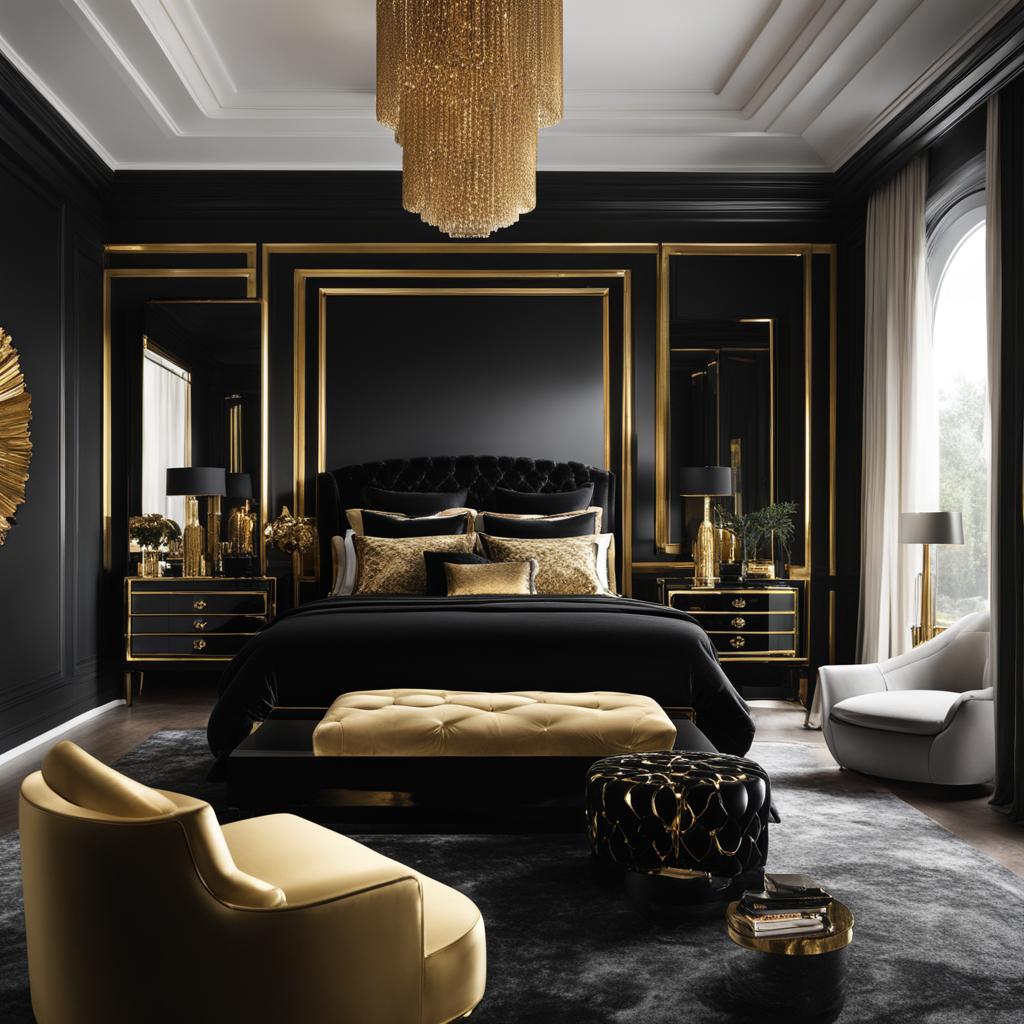 black and gold bedroom furniture