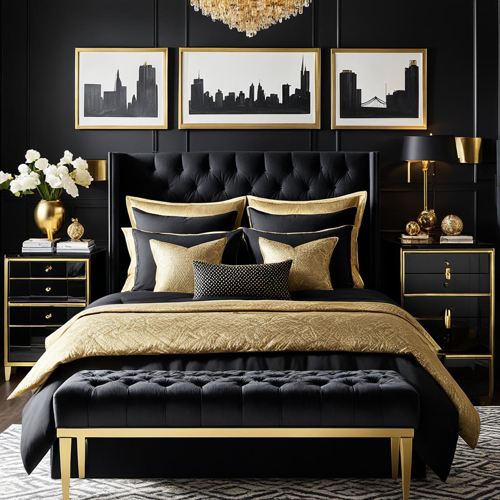 black and gold bedroom