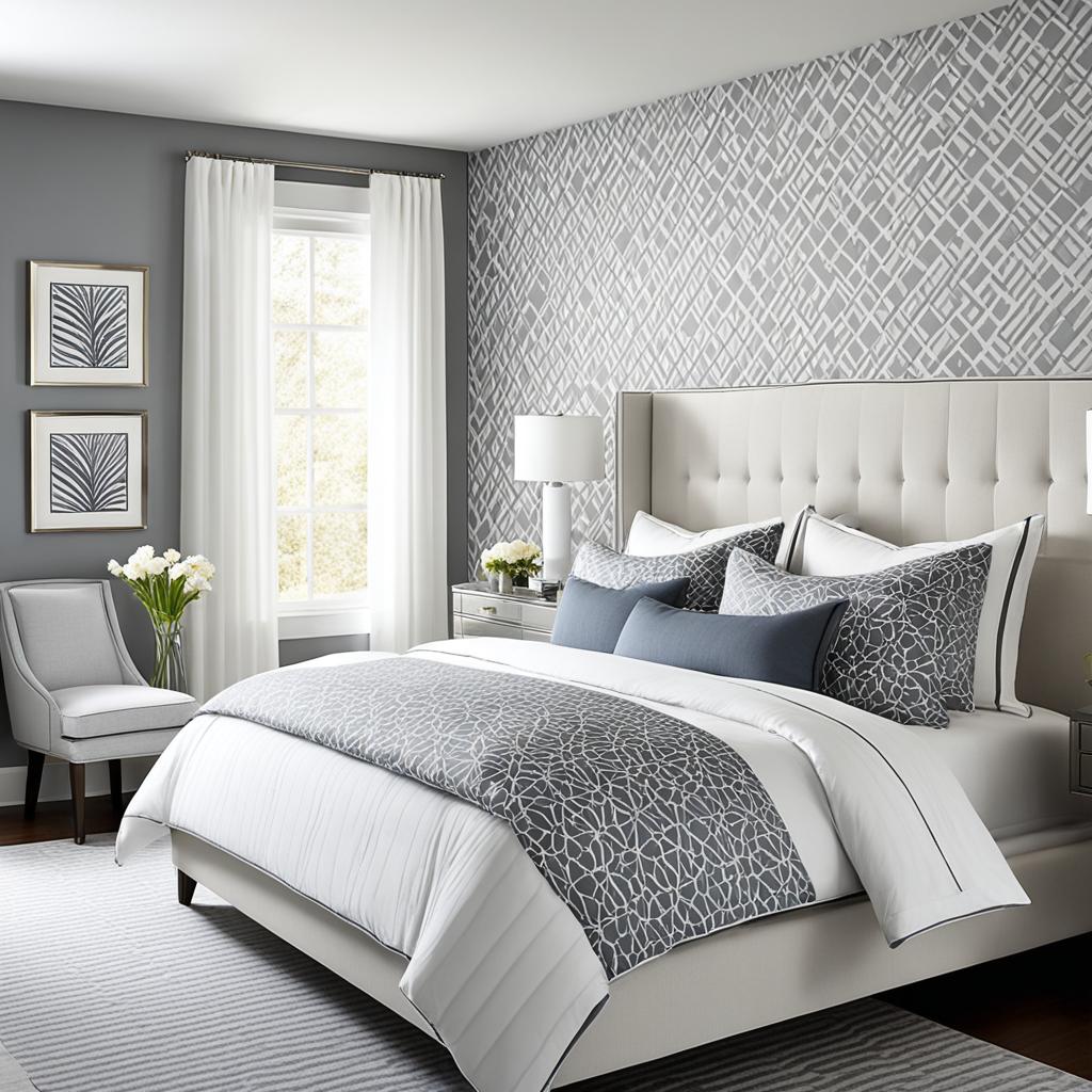 contemporary gray and white bedroom wallpaper inspiration