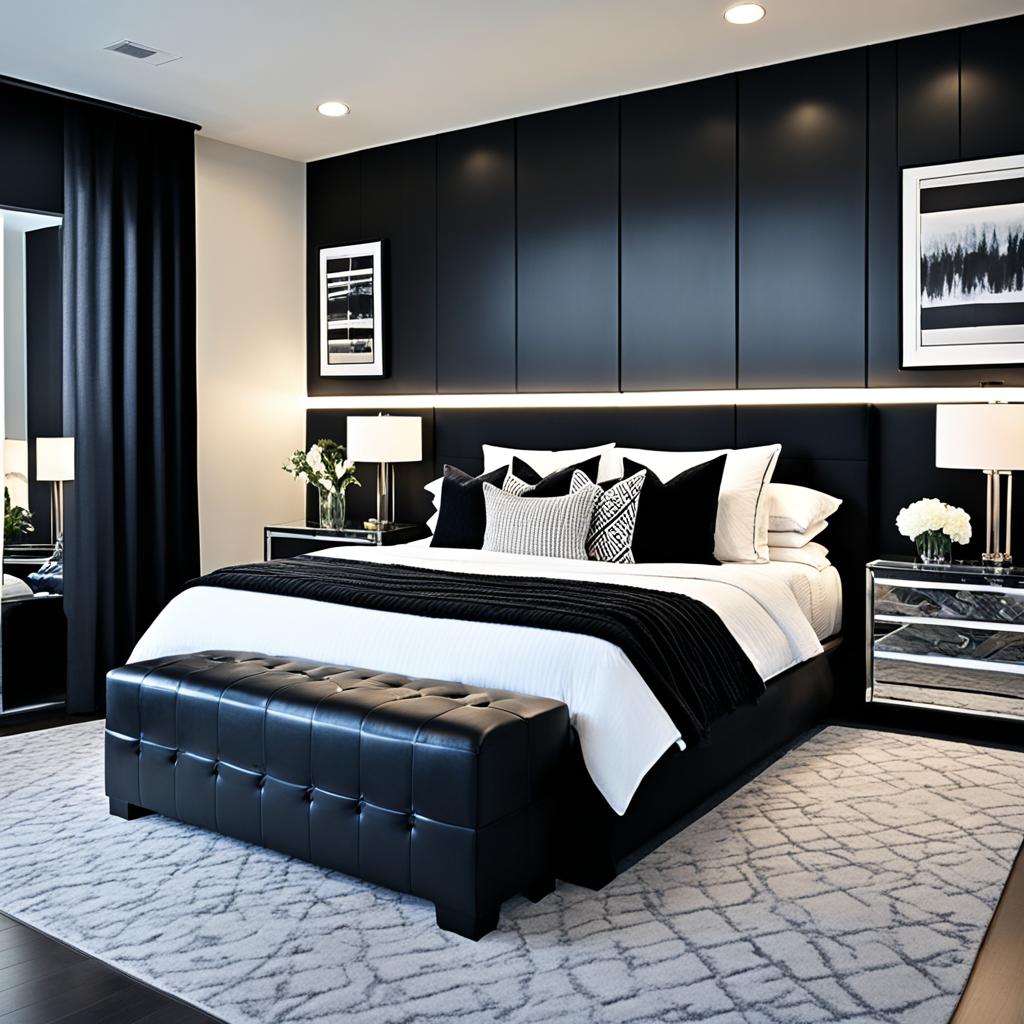 layered lighting for black bedroom