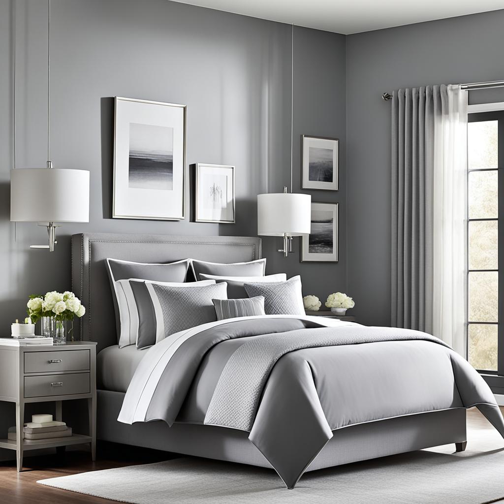 modern gray and white bedroom