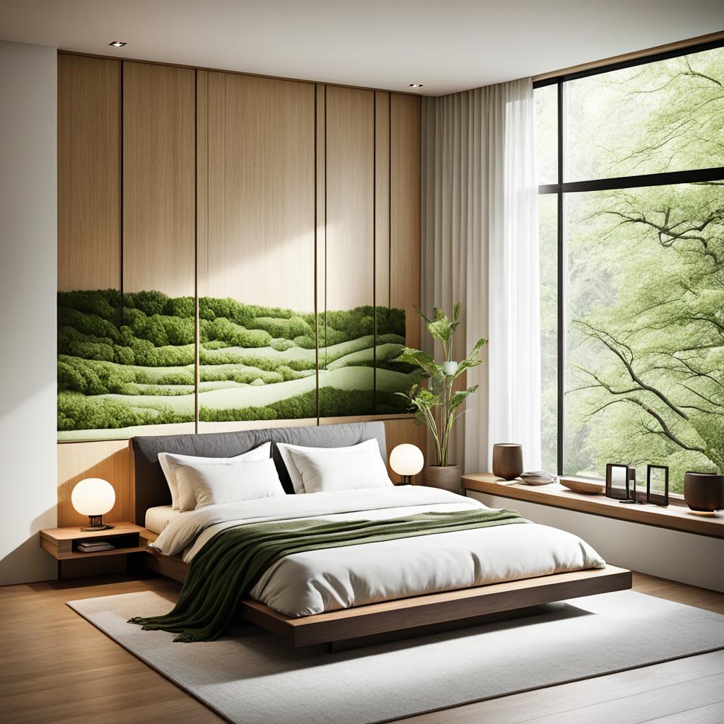 zen bedroom with nature-inspired elements