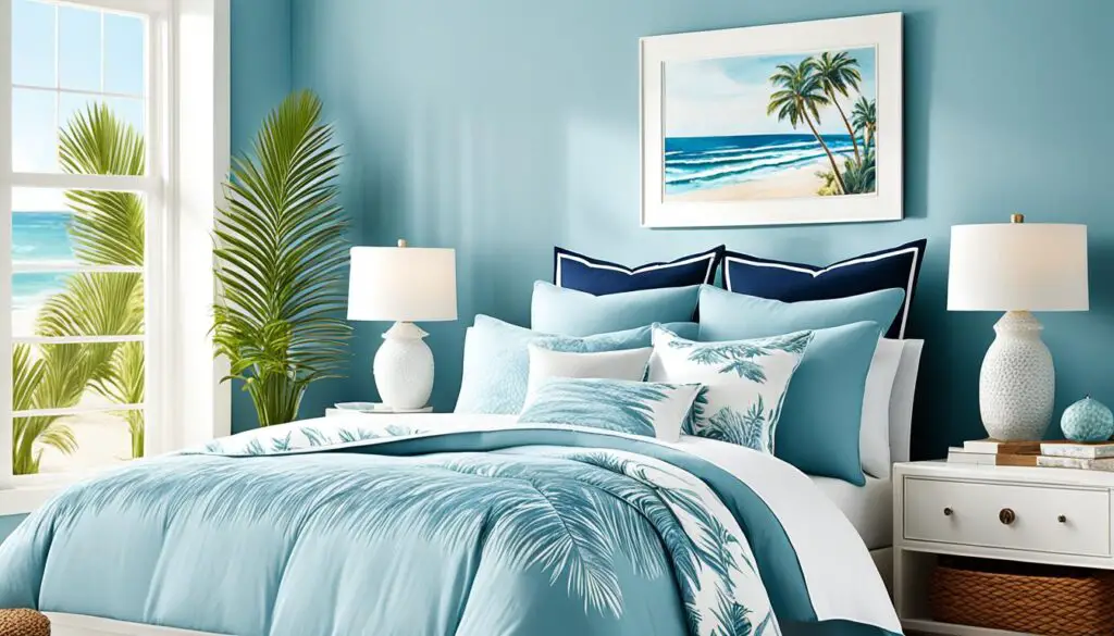 Light Blue Walls in a Beachy Bedroom