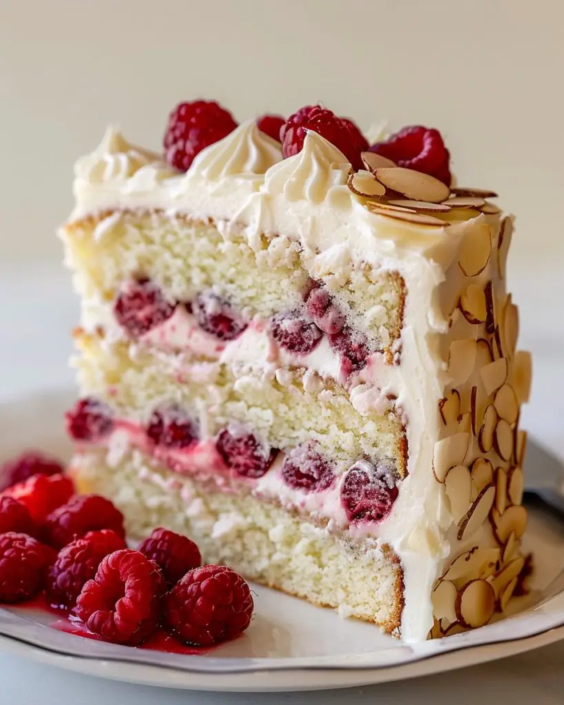 White Chocolate Almond Raspberry Cake Recipe