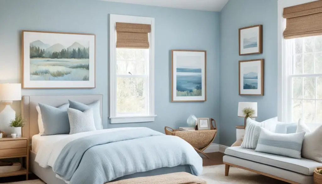 cozy light blue bedroom