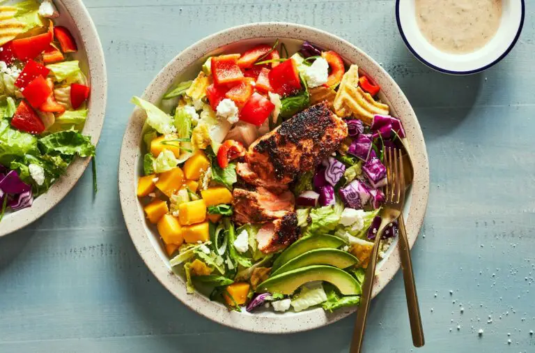 Tropical Twist: Caribbean Cobb Salad featuring Spiced Salmon