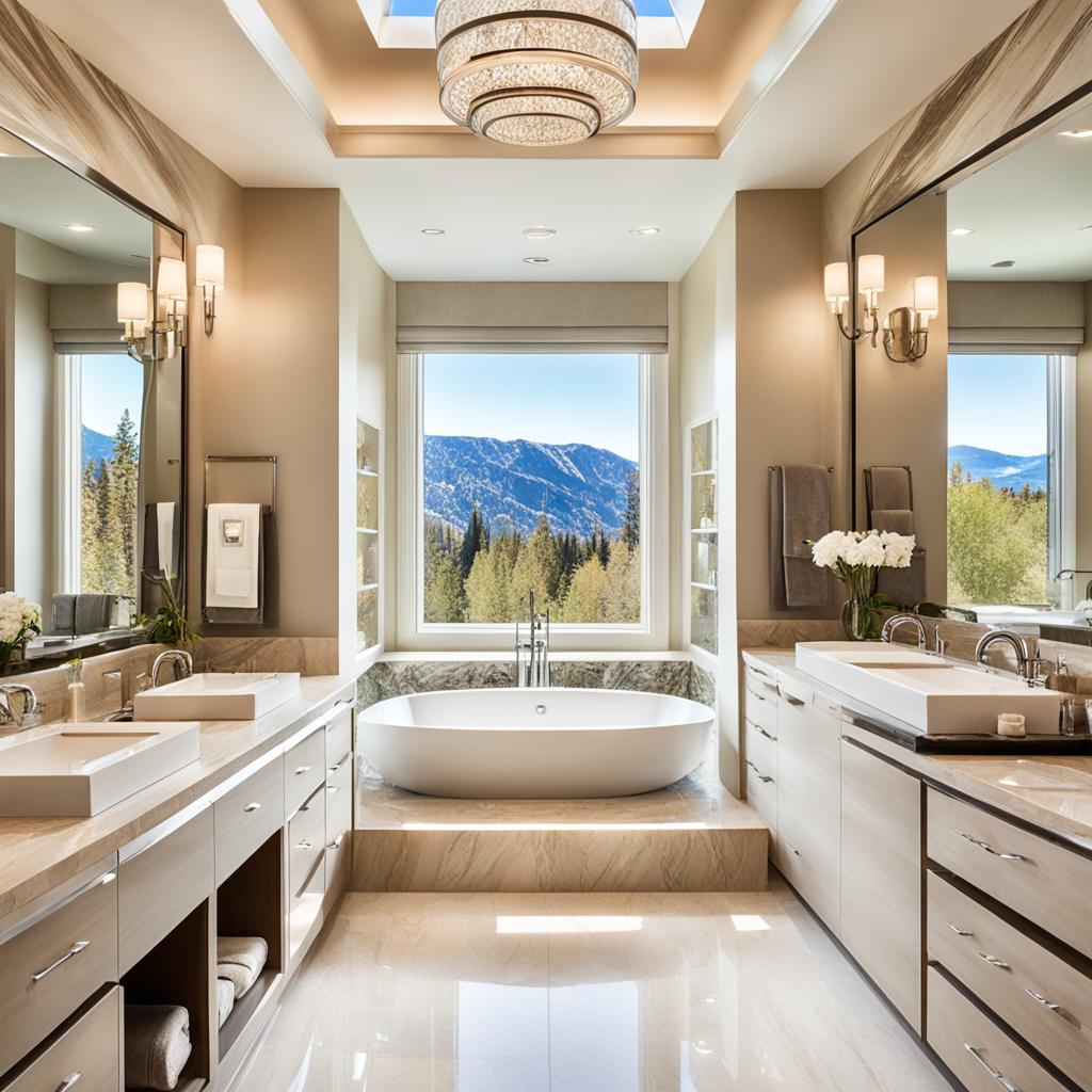 beige bathroom with marble