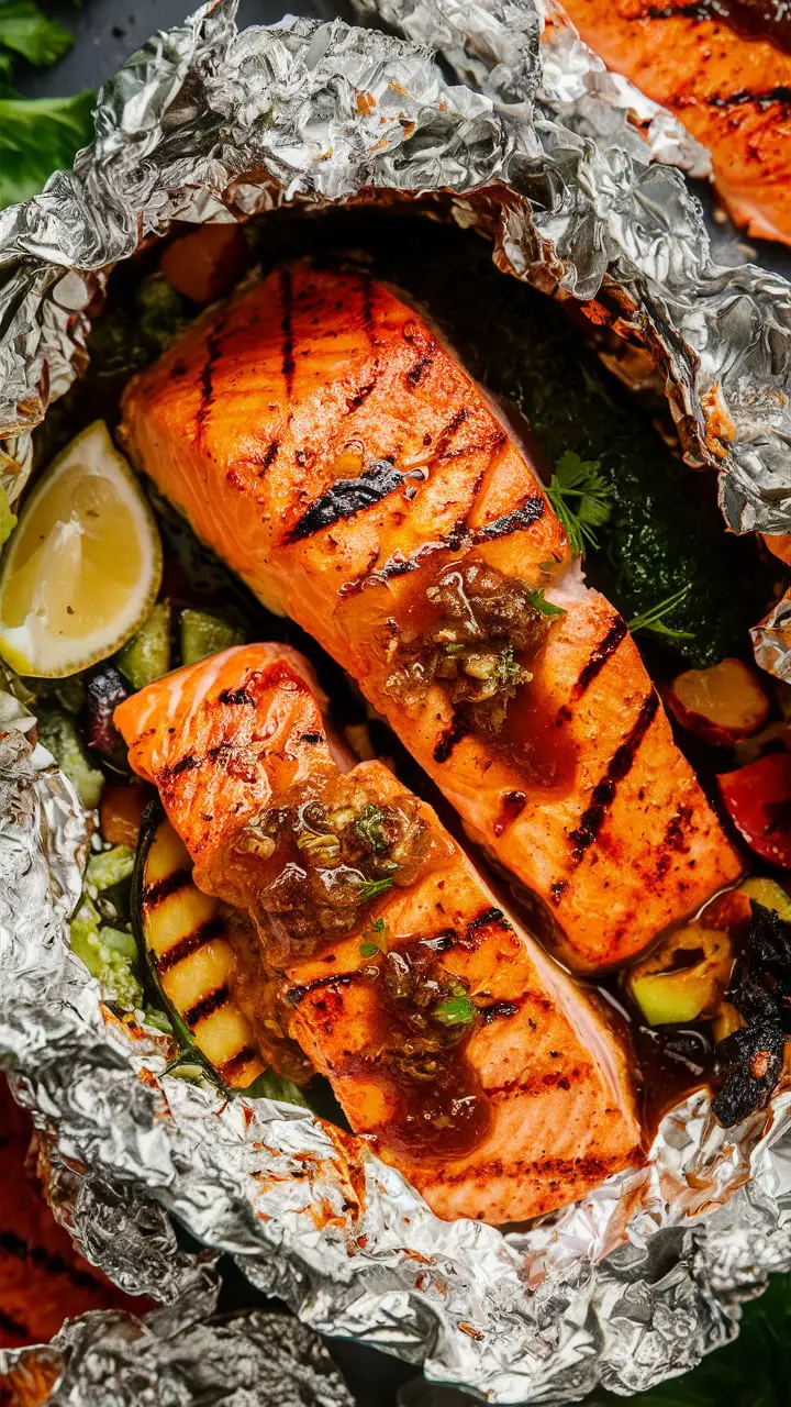 Delicious Grilled Salmon Foil Packets Recipe with Honey-Chipotle Sauce