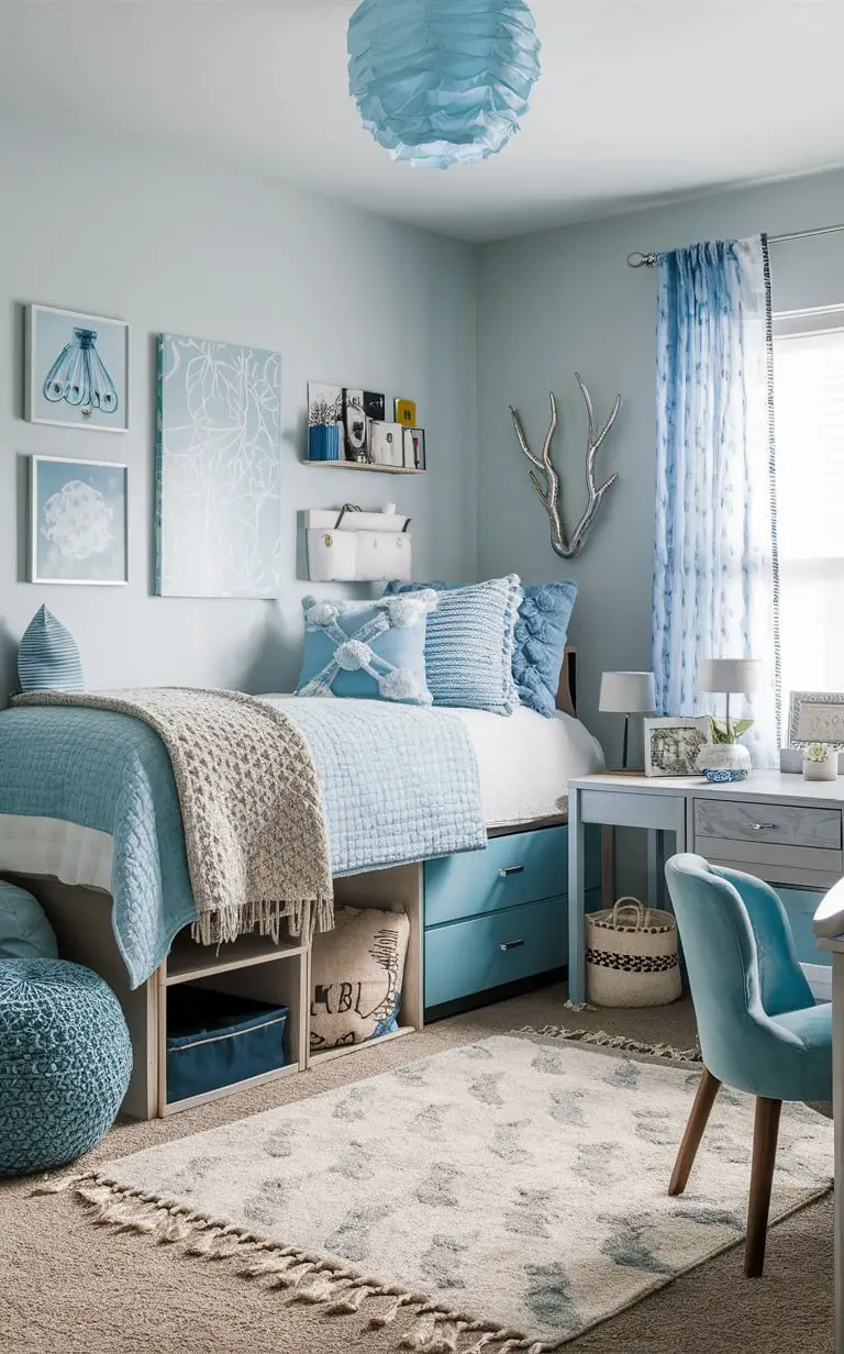 20+ Light Blue Dorm Room Ideas