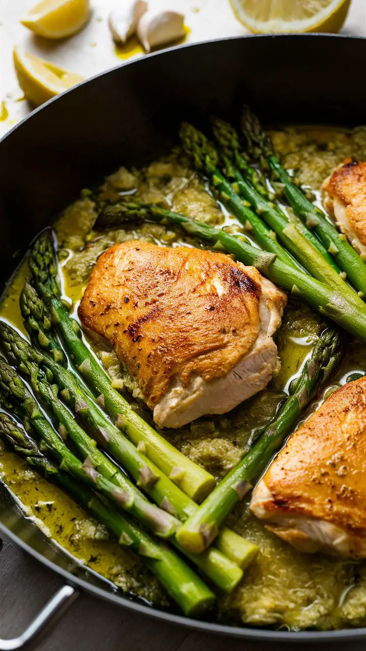 One-Pan Lemon Garlic Chicken and Asparagus Recipe